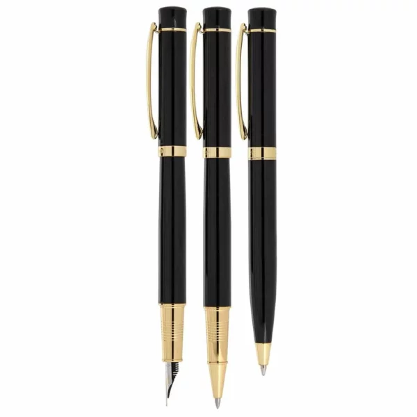 ست خودکار خودنویس روان نویس یوروپن EUROPEN COOL مشکی لاکی گیره زرد